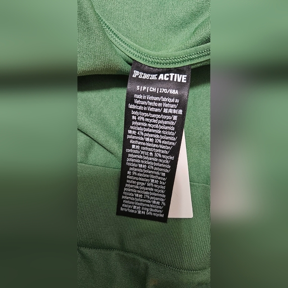 PINK Sleeveless Green Active Bodysuit. - Picture 4 of 4